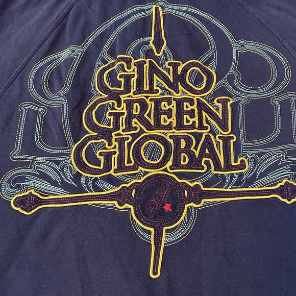 VTG Y2k Gino Green Global Embroidered Full Zip Hoodie Jacket Sz XL RARE 999 JNCO - Picture 4 of 13